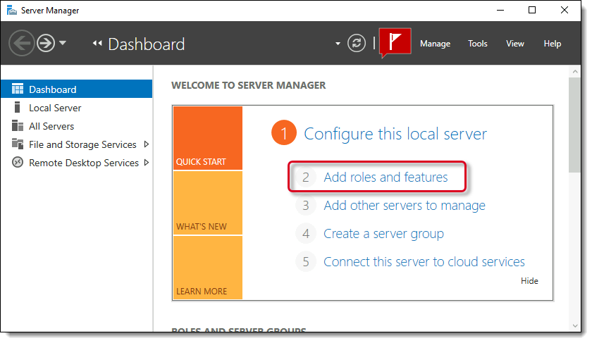 Install File Services role on the server